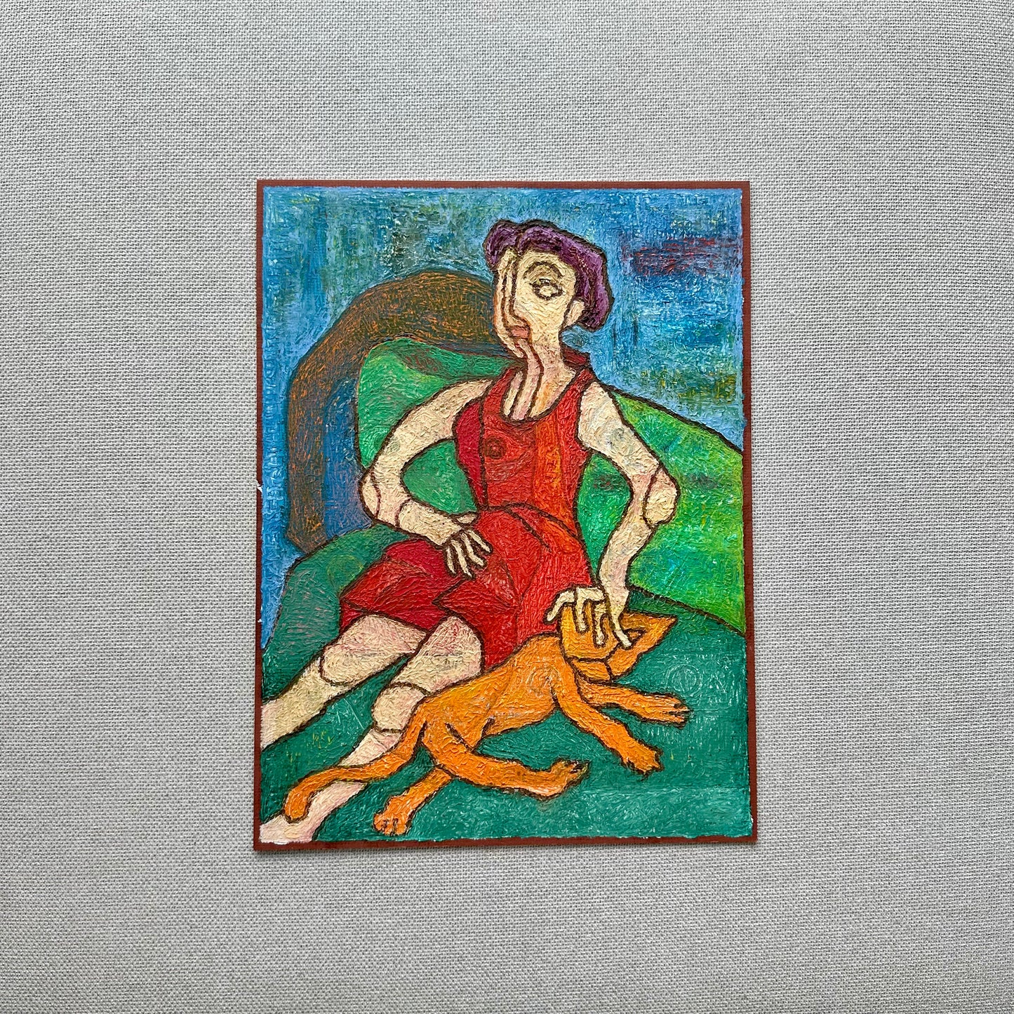''Woman With A Yellow Cat'' Original Artwork